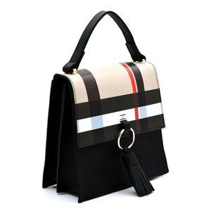 Small Designer Flap Messenger Handbag Check Plaid